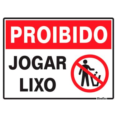 Imagem de Placa De Sinalização Proibido Jogar Lixo 15x20