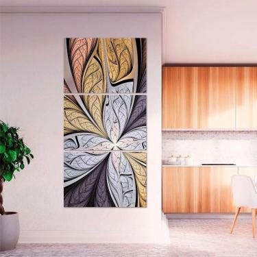 Imagem de Quadro Abstrato Flor Sala Quarto Hall 120x60 Mosaico 3 Peças