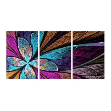 Imagem de Quadro Para Sala Quarto Flor Colorida Design Abstrato Vitral