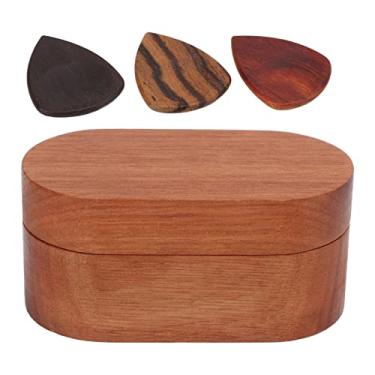 Imagem de Capa de madeira para palitos de madeira, armazenamento portátil flexível não perdido Conjunto de palhetas de guitarra presente para Ukulele para guitarrista para baixo