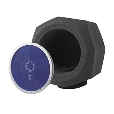 Imagem de acústico de tela de microfone F2 1 peça com de malha azul de pára-brisas portátil à som profissional para sala de gravação