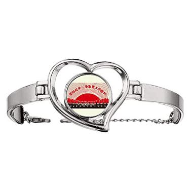Imagem de N/A N/A Bracelete de arame para joias de coração e publicidade educacional vermelho chinês, medium, metal