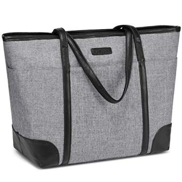 Imagem de Bolsa para Laptop para Mulher, VASCHY 15,6-17 Polegadas Leve Resistente à água para Viagem, Trabalho, Sacola de Professor com Alça de Bagagem,Cinza