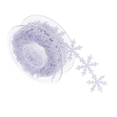 Imagem de Bonarty Enfeite de acabamento de fita de floco de neve branco cinza 10 metros para Natal – Branco