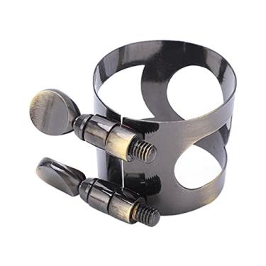 Imagem de Suporte de ligadura de bocal, palheta segura ajustável melhor som durável ligadura de saxofone para saxofone Azul antigo