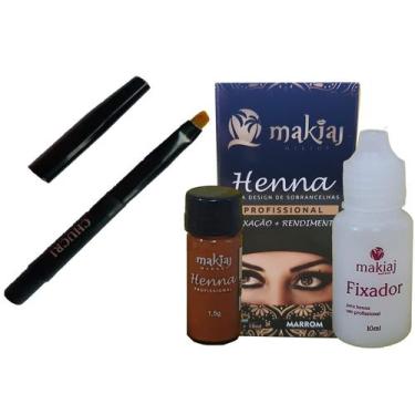 Imagem de Henna P/ Sobrancelhas Makiaj Makeup 1,5G Henna E 10ml Fixador + Mini P