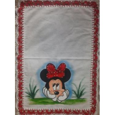 Imagem de Pano De Prato Pintado Manual Com Bico De Crochê Minnie - Janutextil