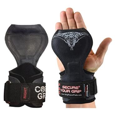 Imagem de Luvas Cobra Grips PRO para levantamento de peso, alças resistentes, alternativas aos ganchos de levantamento de peso para levantamento terra, com suporte de pulso acolchoado de neoprene ajustável embutido, suporte para musculação