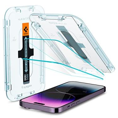 Imagem de Spigen Protetor de tela de vidro temperado [GlasTR EZ FIT] projetado para iPhone 14 Pro Max 6,7 P [compatível com capas] - Proteção de sensor/pacote com 2