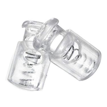 Imagem de Fechaduras de corda de rolha de cilindro de plástico branco transparente - Use com roupas, sapatos, corda e corda (pacote com 100)