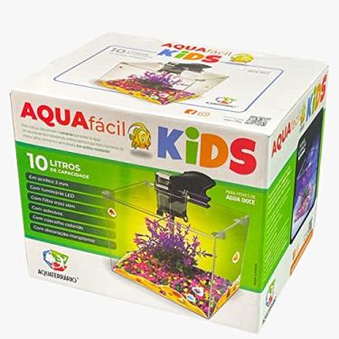 Imagem de Aquário 10 Litros com Filtro, LED e Decoração AquaFácil Kids Acrílico