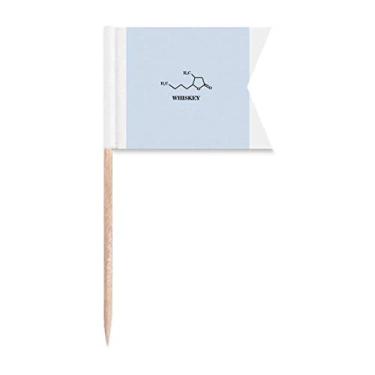 Imagem de Estrutura química, dieta alcoólica, água, palito, bandeiras, marcação de rotulagem para bolo de festa, placa de queijo