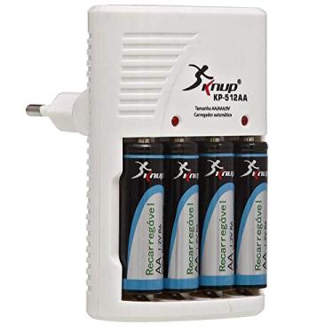Imagem de CARREGADOR DE PILHA KNUP COM 4 PILHAS AA 4500MAH KP-512AA