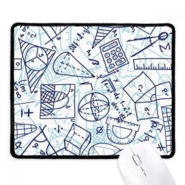 Imagem de Mouse pad com ilustração de régua de matemática pintada à mão azul e borda costurada Tapete de borracha para jogos