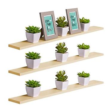 Imagem de Kit 3 Prateleiras 80 x 20cm Bege Claro Suporte Invisível