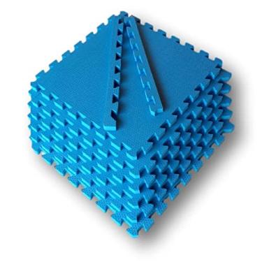 Imagem de Kit 10 Placas Tatames Tapetes Eva 50x50x2cm 20mm Azul Royal