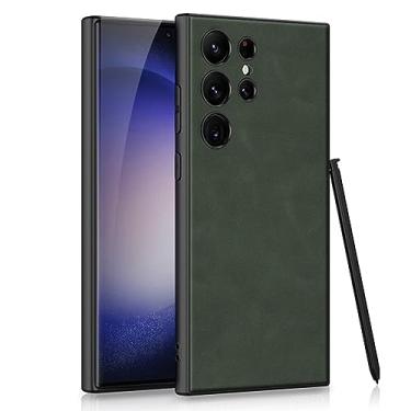 Imagem de LXURY Capa de couro para Samsung Galaxy S23 Ultra/S23 Plus/S23, capa de TPU macia para negócios com caneta Stylus suporte carregamento sem fio capa antiarranhões, verde, S23 Plus de 6,6 polegadas