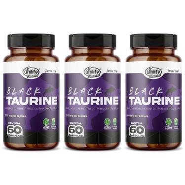 Imagem de Kit 3 Black Taurine 60 Cápsulas 1000mg Taurina Unilife-Unissex