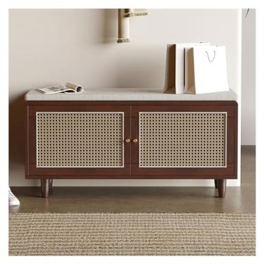 Imagem de Prateleira de sapatos banco de sapatos, rack de banco de sapatos com almofada banco de armazenamento de assento acolchoado estofado, sapateira de entrada assento perfeito para sapateira empilhável de