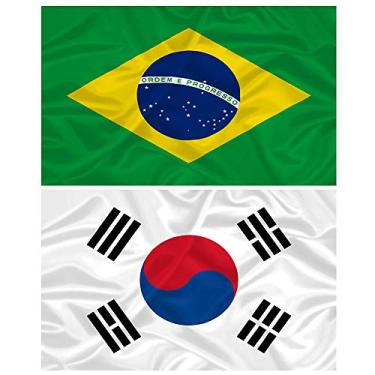 Imagem de Bandeira da Coreia do Sul + do Brasil 145cm x 90cm da Marca Minha Bandeira - Dupla Face