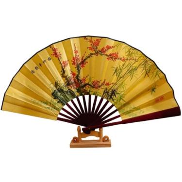 Imagem de YTDJJWLS 1 ventilador de mão feminino de bambu retrô dobrável ventilador de dança chinês estilo antigo ventilador dobrável