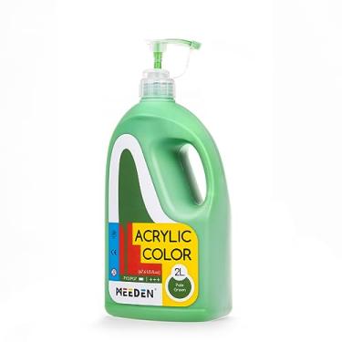 Imagem de MEEDEN Tinta acrílica verde com tampa de bomba, 1/2 galão (2L /1,916.4 g.) Cor de pigmento rico não tóxico de corpo macio, perfeita para aula de arte, pintura de parede, festa de pintura e bricolage