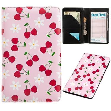 Imagem de Livros de servidor para garçonete, bolso fofo de couro, organizador de dinheiro, bloco de notas, dinheiro, restaurante, cheque de hóspedes, bolso para apresentador, avental de servidor, livro de garçonete (rosa cereja)