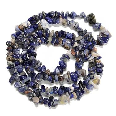 Imagem de jodaying 7-8 mm Sodalita azul natural pedras preciosas lascas cura cascalho pulseiras colar kit irregular queda contas de pedra DIY artesanato design fabricação de joias 32 polegadas