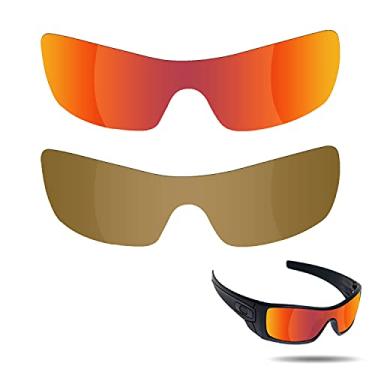 Imagem de Fiskr Lentes de reposição anti-água salgada para óculos de sol Oakley Batwolf (vermelho e bronze, triacetato termoformado (TAC) - Polarizado)