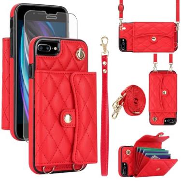 Imagem de Asuwish Capa de telefone para iPhone 7plus 8plus 7/8 Plus capa carteira com suporte RFID suporte para cartão de crédito alça cordão acessórios para celular i Phone7s 7s + 7+ 8s 8+ Phones8 7p 8p
