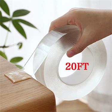 Imagem de Fita dupla face resistente para montagem, nano-lavável, fita de gel transparente reutilizável sem marcação, fita de montagem removível, tapete fixo, armário, metal, azulejo e fita industrial (6 m)
