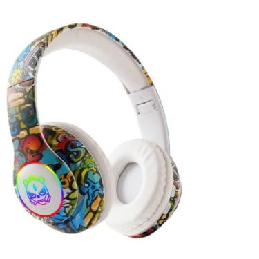 Imagem de Waillynice Fone de ouvido sem fio com luz de flash para crianças, fones de ouvido com microfone, Bluetooth, música, jogos, meninas, meninos, presente (branco com caixa)