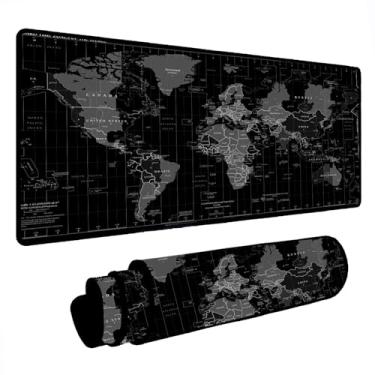 Imagem de Mouse Pad Gamer Desk Pad Speed Extra Grande Várias Estampas (90x40) (Mapa Mundi Preto)