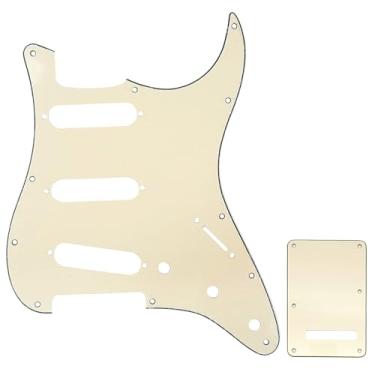Imagem de Musiclily Kit Escudo SSS Pickguard Com Tampa Traseira para Guitarra Fender EUA/Mexicana Made Stratocaster Standard Estilo Moderno, 3 Camadas Creme
