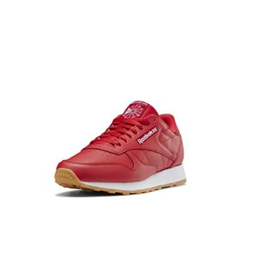 Imagem de Reebok Tênis de couro clássico unissex para adultos, Vector Red/Ftwr Branco/Reebok Rubber Gum-03, 9.5 Women/8 Men
