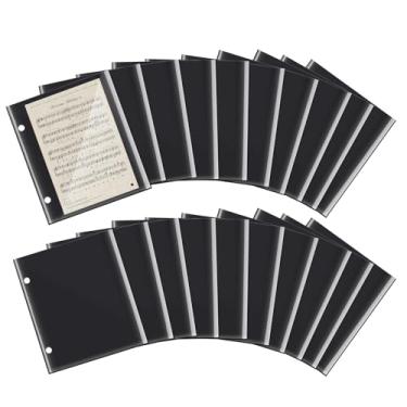 Imagem de 20 páginas de pasta flip de 18 x 15 cm banda de marcha musical flip com 2 furos PVC à prova d'água resistente a rasgos para guardar arquivos de partituras (Duplo disponível)