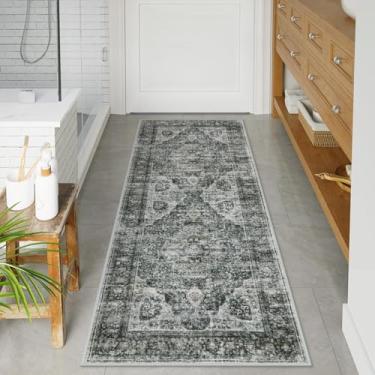 Imagem de Uphome Tapete de corredor de banheiro, tapete de banheiro marrom tribal envelhecido, tapetes de banheiro grandes antiderrapantes lavável, tapete de banho boho retrô oriental corredor para pia de