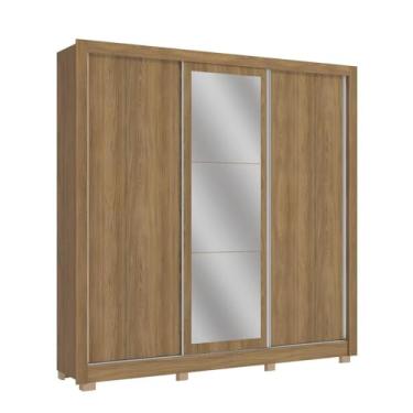 Imagem de Guarda-roupa Casal Kappesberg 3 Portas Espelho Marrom/cinza
