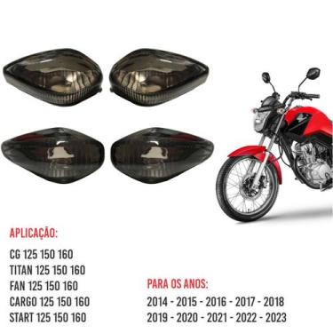 Imagem de 4 Lentes Pisca Seta Cg 125 150 160 Fan Titan Fumê 2014 2023 - TurboX