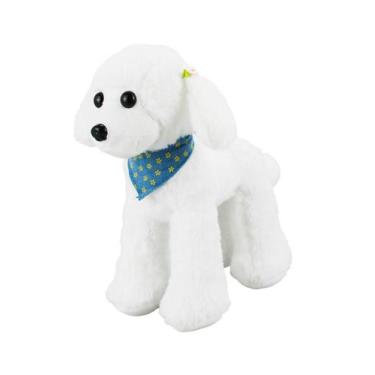 Imagem de Cachorro Branco Poodle Bandana 23Cm - Pelúcia - Fofy Toys