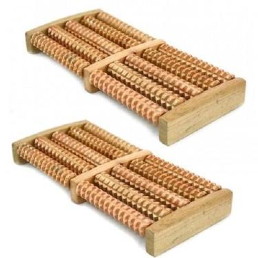 Imagem de Kit 2 Massageador Para Os Pés Em Madeira Artesanal Duplo - Rio De Ouro