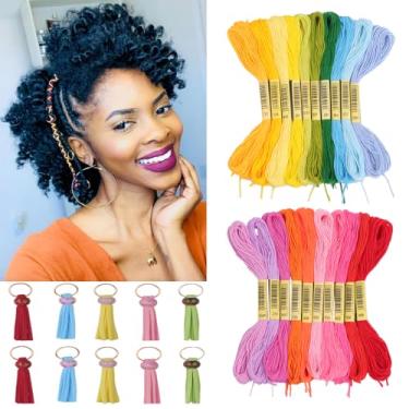 Imagem de 30 peças de acessório de cabelo inclui 20 peças acessório de cabelo colorido fio de cabelo fio de cabelo e 10 peças de pingente de folha de acrílico clipe de tranças africanas para mulheres e meninas