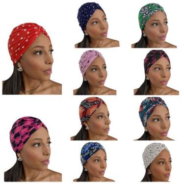 Imagem de Kit 05 Turbante Touca Feminina Elegante Moda Verão Estampados Atacado