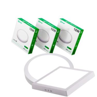 Imagem de Kit C/5 Udnidades Luminária Painel Plafon Led 18w Redondo Sobrepor 650