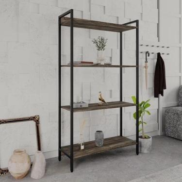 Imagem de Estante para Livros Industrial Aço Multiuso 4 Prateleiras 146cmx80cm A