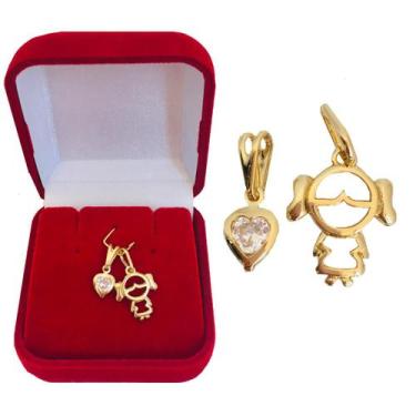 Imagem de Pingente Feminino Filha Ponto de Luz Mães Folheada a Ouro 18k Semijoia