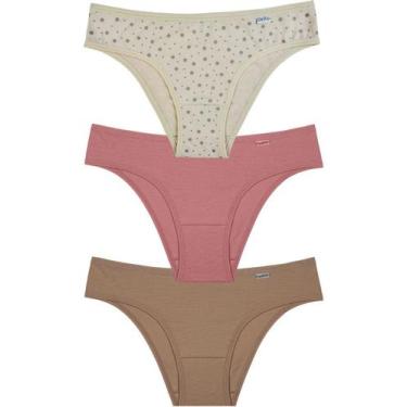 Imagem de Kit/3 Calcinha DelRio 51364 Biquíni Cotton T. P/GG, G, K24, Areia, Bol