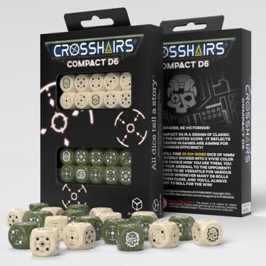 Imagem de Crosshairs Compact D6: Beige & Olive by Q-Workshop, Dice for RPG Board Games, for 1+ Players and Ages 14+