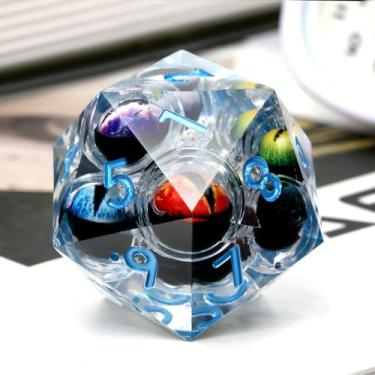 Imagem de D20 Spindown Dice DNDND 33mm 20 Sided Liquid Core Dragon Eyes Dice with Gorgeous Gift Box for Dungeons and Dragons (Colorful Eyeball)