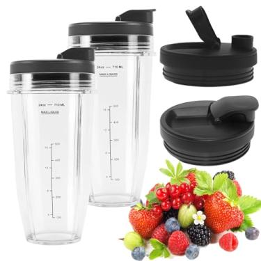 Imagem de Copos de liquidificador de substituição para Ninja, copos de liquidificador de 680 g com tampas para uso compatíveis com Ninja BL450 BL456 BL480 BL482 BL642 BL682 BN401 BN751 BN801 SS401 SS101 SS151